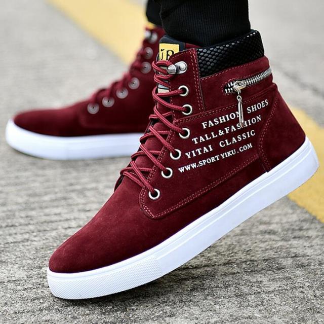 Men&#39;s Skateboarding Shoes High-Top Sneakers Casual Sports Shoes Men Street Shoes Men Flats Leather Walking Shoes Chaussure Homme