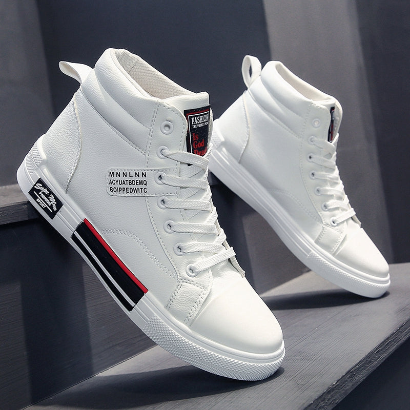 Men&#39;s Skateboarding Shoes High Top Sneakers  Breathable White Sports Shoes Students Shoes Street Walking Shoes Chaussure Homme