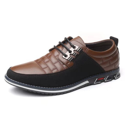 Spring Autumn New Men Shoes Casual Sneakers Fashion Solid Leather Shoes Formal Business Sport Flat Round Toe Light Breathable