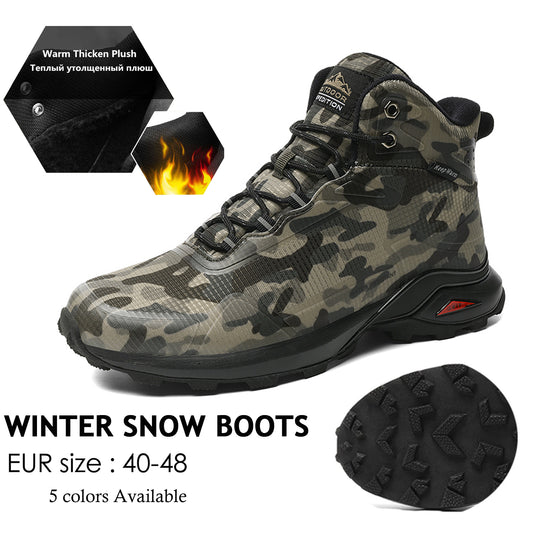 Winter Boots Men Warm Plush Non-slip Snow Boots Men&#39;s High Quality Outdoor Waterproof Camouflage Trekking Hiking Shoes Mountain