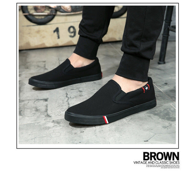 Mens Shoes Casual Canvas Spring Summer Slip-on Unisex Man Fashion Sneakers Flats Breathable Light Black Lovers Shoes Footwear