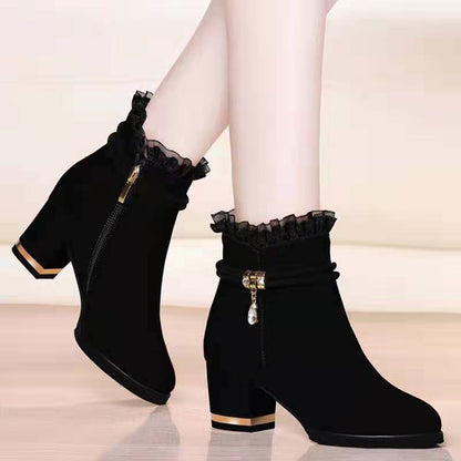Plus Size 35-43 Winter Casual Women Pumps Warm Ankle Boots Waterproof High Heels Snow 2020 Shoes Botas Patent Botas Muje758