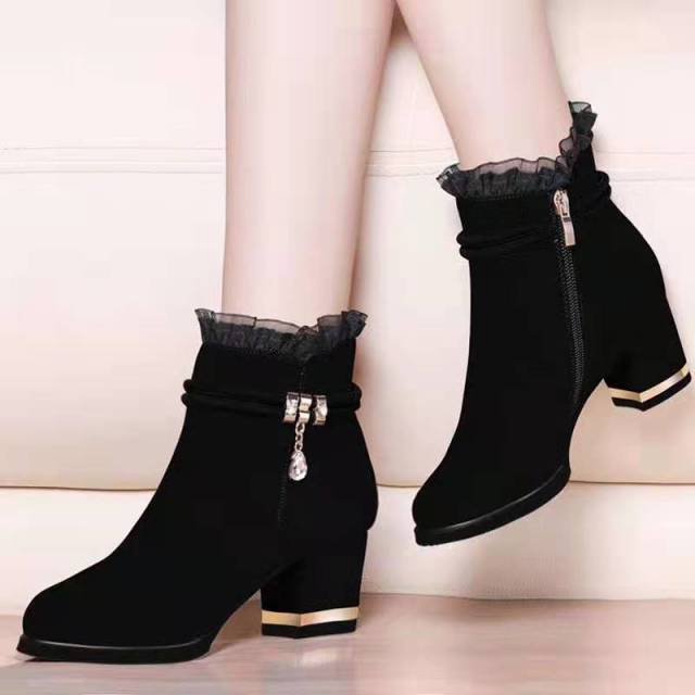 Plus Size 35-43 Winter Casual Women Pumps Warm Ankle Boots Waterproof High Heels Snow 2020 Shoes Botas Patent Botas Muje758