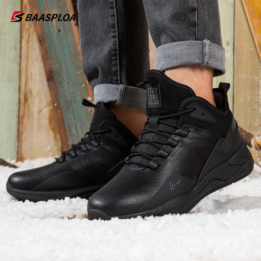 Baasploa New Winter Sneakers for Men Cotton Shoes Waterproof Non-slip Casual Running Shoes Fashion Man Winter Shoe Walking Shoes