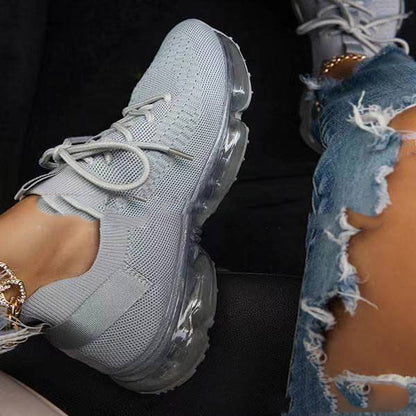Women&#39;s Sneakers 2022 Spring New Mix Colors Stretch Fabric Ladies Lace Up Casual Vulcanized Shoes 43 Large-Sized Sports Shoes