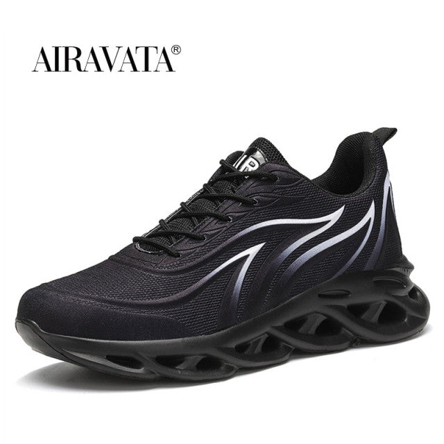 Men&#39;s Flame Printed Sports Shoes High-quality Mesh Weave Comfortable Running Shoes Men Sneakers Breathable Athletic Shoes
