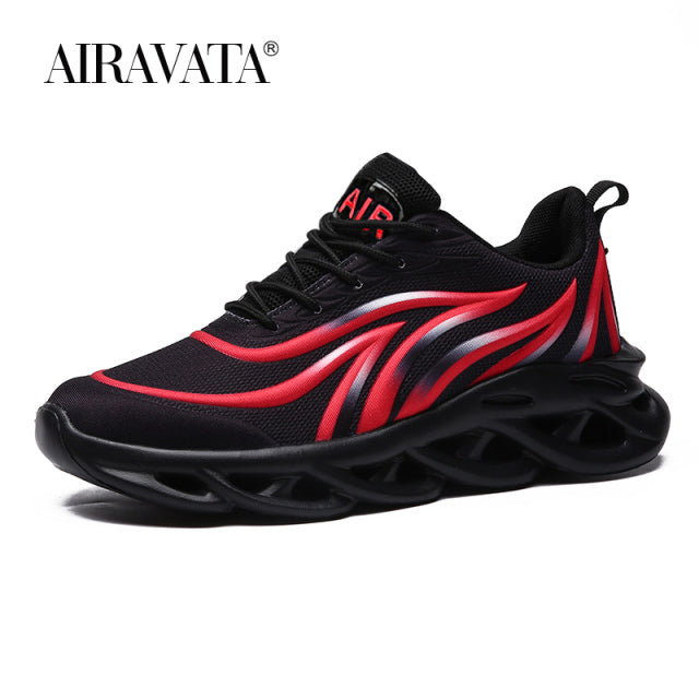 Men&#39;s Flame Printed Sports Shoes High-quality Mesh Weave Comfortable Running Shoes Men Sneakers Breathable Athletic Shoes