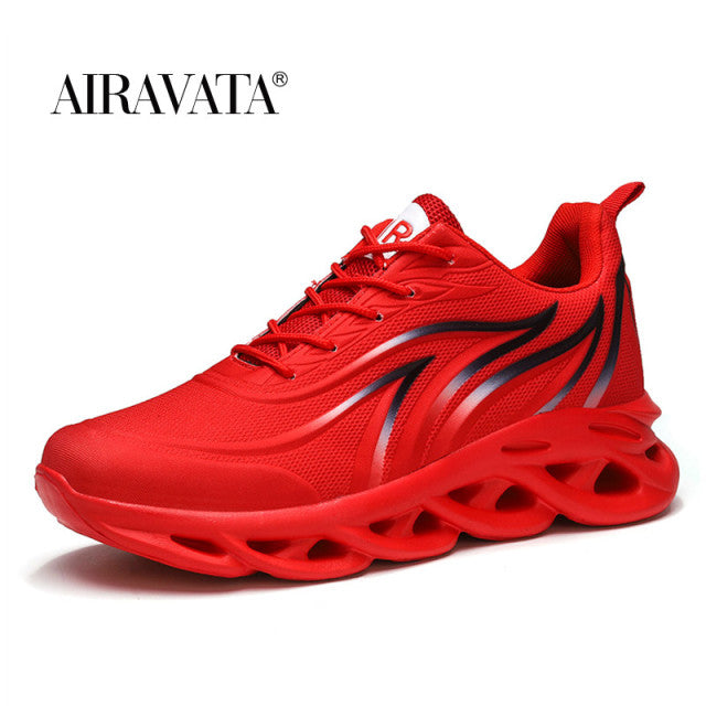 Men&#39;s Flame Printed Sports Shoes High-quality Mesh Weave Comfortable Running Shoes Men Sneakers Breathable Athletic Shoes