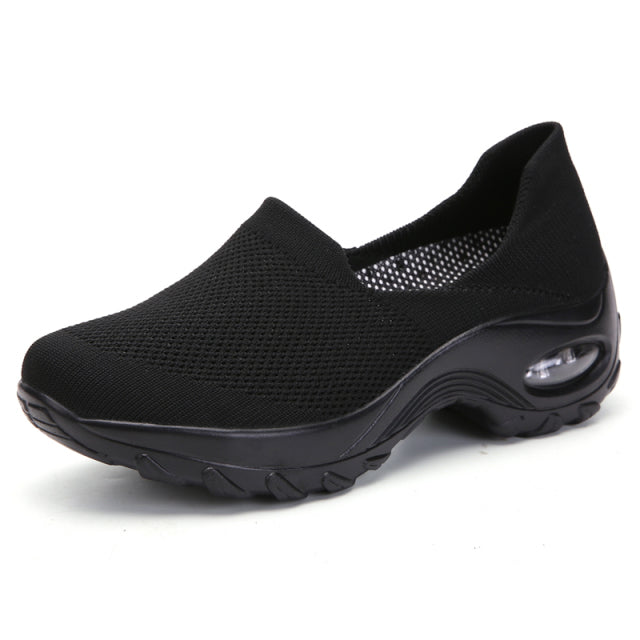Breathable Knitted Women Sneakers Female Air Cushion Mesh Running Shoes Non-slip Light Lady Casual Shoes For Walking Working