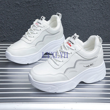 2021 Spring Autumn Women&#39;s White Shoes Sneaker Thick-Soled Casual Shoes Increased Women&#39;s Shoes Single Shoes Zapatillas Mujer