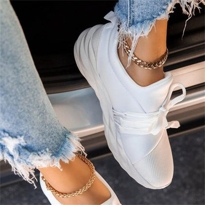 2021 Autumn Sneakers Women Casual Breathable Sport Shoes Lace Up Loafers Ladies White Sneakers Outdoor Walking Running Shoes New