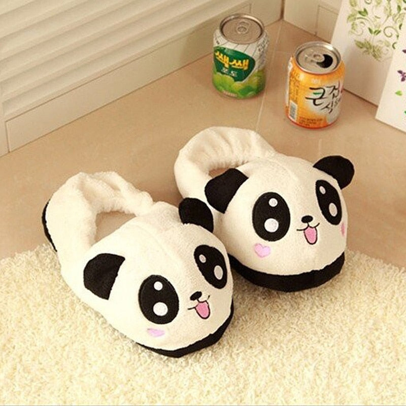 THINKTHENDO Cute Panda Eyes Women Cute Slippers Lovely Cartoon Indoor Home Soft Shoes