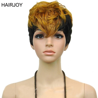 HAIRJOY Women 2 Tones Heat Resistant Synthetic Hair Double Color Short Curly  Party Cosplay Wig