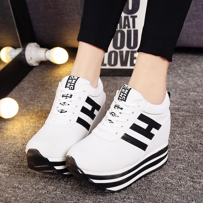 Women Shoes 2019 White Platform Shoes Woman Sneakers Women Casual Shoes Comfortable Lace-up High Ladies Shoes Chaussure Femme