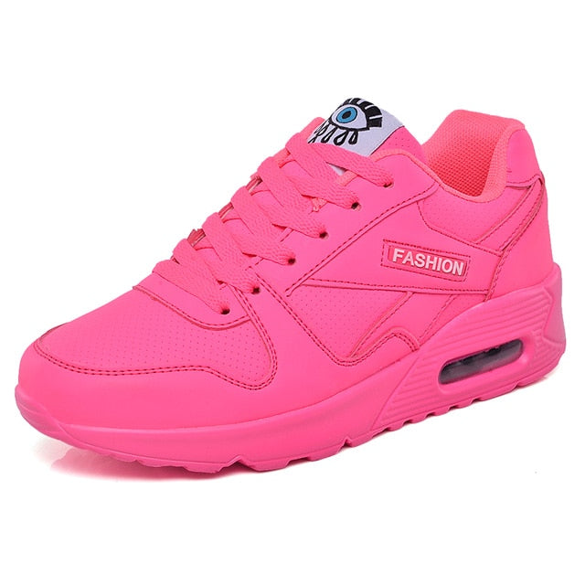 Women Sneakers Breathable Outdoor Walking Shoes Woman Mesh Casual Shoes Pink Lace-Up Ladies Shoes 2019 Fashion Female Sneakers