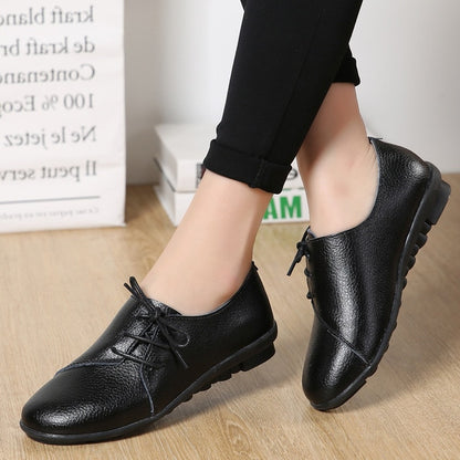 Women shoes 2019 new arrival spring lace-up pleated genuine leather flats shoes woman rubber party female shoes tenis feminino