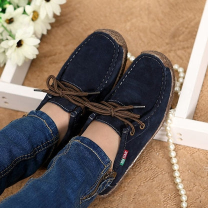 Lace-up Women Flats Comfortable Summer Loafers Women Shoes Breathable leather Sneakers Fashion Black Soft Casual Shoes Female