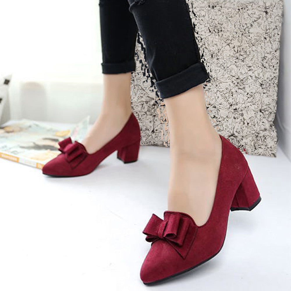 Women 's Shoes Suede Thick High Heels Fashion Casual Pointed Toe Shoes Women Shoes Heel Slippers Summer 2019 New # 7