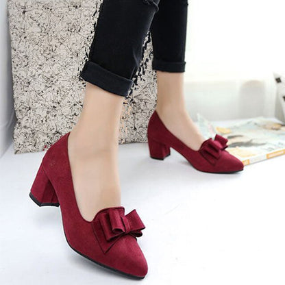 Women 's Shoes Suede Thick High Heels Fashion Casual Pointed Toe Shoes Women Shoes Heel Slippers Summer 2019 New # 7